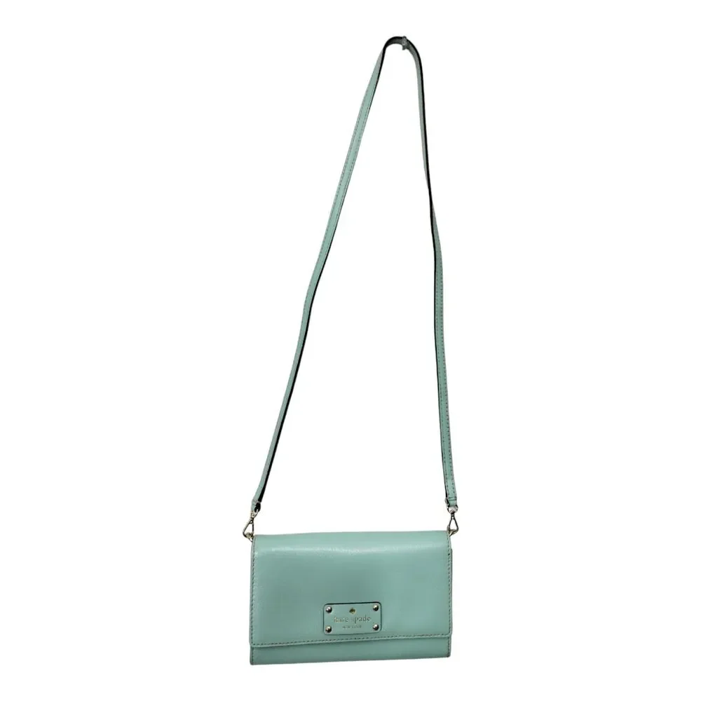Kate Spade New York Women's Natalie Wellesley Leather Clutch Crossbody Bag Green